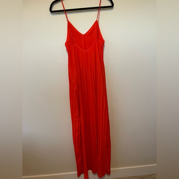 BikBok orange-red pleated maxi dress - Picture 3 of 4
